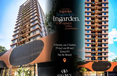 Pré-lançamento ingarden - av. brasil / 78 m2 / 3q (1suite) ou 2 suítes/ 1vaga  / zona 03 / maringá