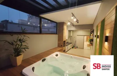 Cobertura com 3 dormitórios à venda, 191 m² por r$ 1.700.000 - campo grande - santos/sp