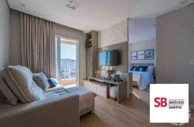 Apartamento com 1 dormitório à venda, 44 m² por r$ 639.000,00 - campo grande - santos/sp