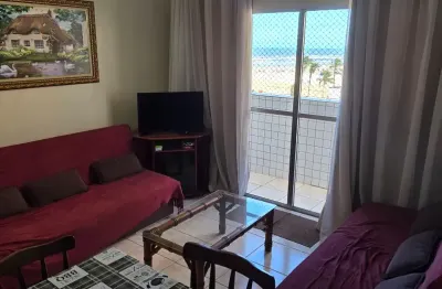 Apto 2 dormitórios mobiliado sacada frente mar na guilhermina