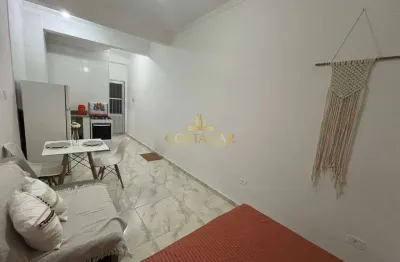 Kitão reformado, mobiliado e com vista lateral mar na aviação - praia grande