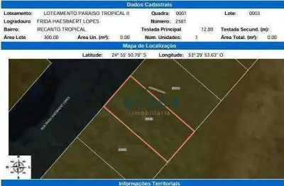 Terreno à venda, 300 m² por r$ 320.000,00 - paraíso tropical ii - cascavel/pr