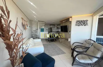 Cobertura duplex para locação, com 04 dormitórios e 02 vagas de garagem no indaiá, em caraguatatuba