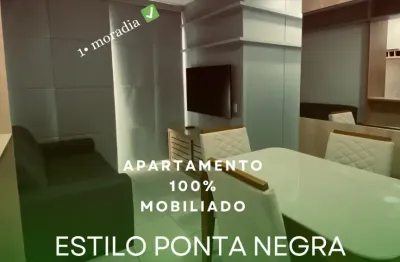 Apartamento 100% mobiliado, condomínio estilo ponta negra
