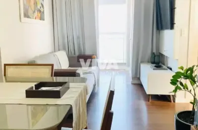 Lindo apartamento com  2 dormitorios 1 suite, semi mobiliado, cozinha planejada, sacada com churrasqueira