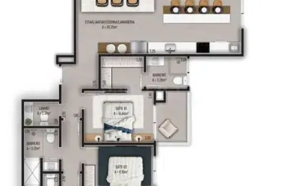 Apartamento com 2 quartos à venda na servidão natalina machado, cacupé, florianópolis, 61 m2 por r$ 1.133.241