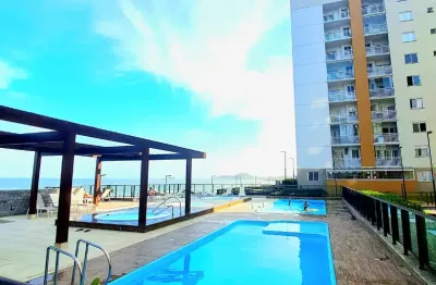 Apartamento mobiliado no litoral mobiliado condomínio pé na areia laser completo, sacada com churrasqueira