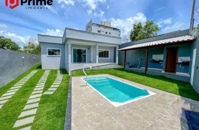 Casa linear em nova guarapari com área gourmet e vista para a lagoa disponível para locação anual em nova guarapari. agende já a sua visita!