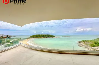 Imperdível: apartamento de luxo com 4 suítes, frente para a bacutia e com vista para a peracanga na enseada azul, guarapari-es