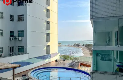Apartamento à venda no centro de guarapari, 1 quarto mobiliado, frente à praia das castanheiras com lazer completo.