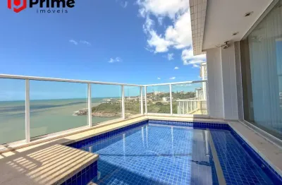 Cobertura de luxo a venda, 4 suítes, frente para praia da bacutia em guarapari-es