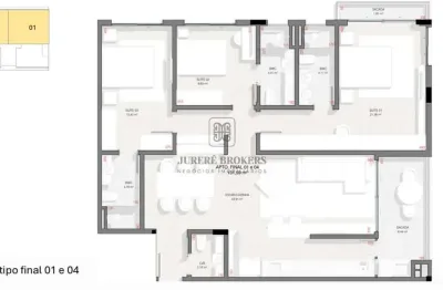 Apartamento 140m da Praia à  Venda 3 Suítes Jurerê 131 m² Florianópolis SC
