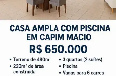 Casa para venda em natal, capim macio, 3 dormitórios, 2 suítes, 4 banheiros, 6 vagas
