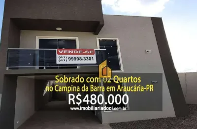 Sobrado de 02 quartos no campina da barra em araucária-pr - a venda por r$ 480.000,00