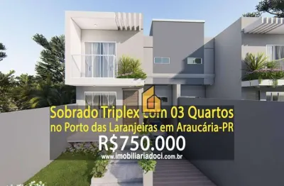 Sobrado com 3 dormitórios à venda, 110 m² por r$ 750.000,00 - porto das laranjeiras - araucária/pr