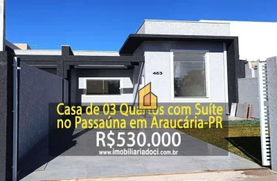 Casa com 3 dormitórios à venda, 70 m² por r$ 530.000,00 - passauna - araucária/pr