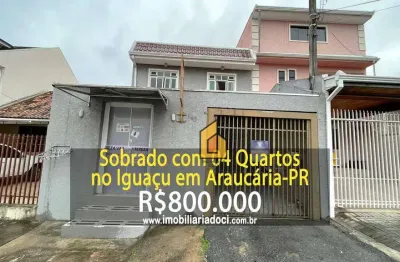 Sobrado com 4 dormitórios à venda, 120 m² por r$ 800.000,00 - iguaçu - araucária/pr