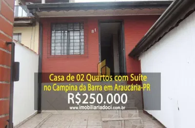 Casa de 02 quartos com suíte no campina da barra em araucária-pr  - a venda por r$250.000,00