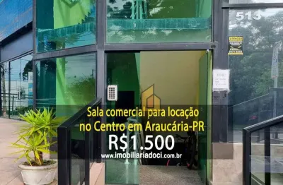 Sala comercial no centro em araucária-pr  - locação por r$1.500,00  - água, luz e condomínio inclusos