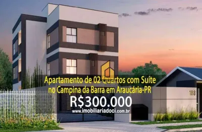 Apartamento de 02 quartos com suíte no campina da barra em araucária-pr