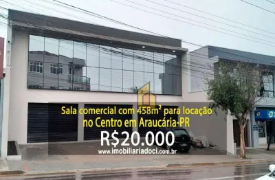 Sala comercial com 458m² no centro em araucária-pr  - locação por r$20.000,00