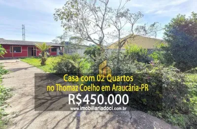 Casa com 02 quartos no thomaz coelho em araucária-pr  - a venda por r$450.000,00