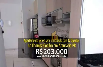 Apartamento térreo semi mobiliado com 02 quartos no thomaz coelho em araucária-pr  - a venda por r$203.000,00