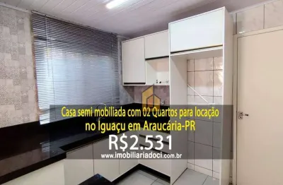 Casa semi mobiliada com 02 quartos no iguaçu em araucária-pr  - locação por r$2.531,00