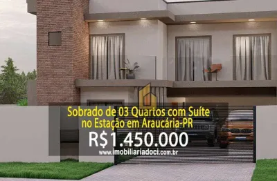 Sobrado de 03 quartos com suíteno estação em arucária-pr  - a venda por r$1.450.000,00