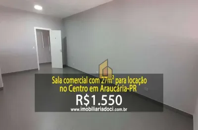 Sala comercial com 27m² no centro em araucária-pr  - locação por r$1.550,00