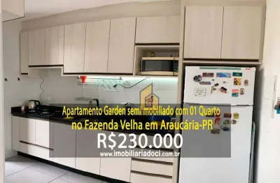 Apartamento garden mobiliado com 01 quarto no fazenda velha em araucária-pr  - a venda por r$230.000,00