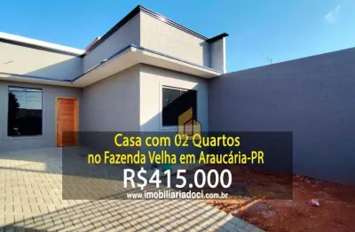 Casa com 02 quartos no fazenda velha em araucária-pr  - a venda por r$415.000,00