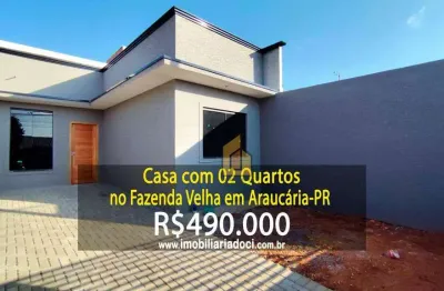 Casa com 02 quartos no fazenda velha em araucária-pr  - a venda por r$490.000,00