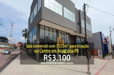 Sala comercial com 70,03m² no centro em araucária-pr  - locação por r$3.100,00