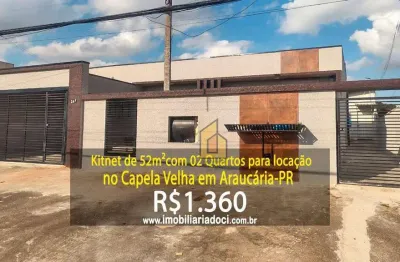 Kitnet de 52m² com 02 quartos no capela velha em araucária-pr  - locação de r$1.360,00