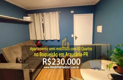 Apartamento semi mobiliado com 02 quartos no boqueirão em araucária-pr  - a venda por r$230.000,00   - aceita financiamento  - aceita consórcios