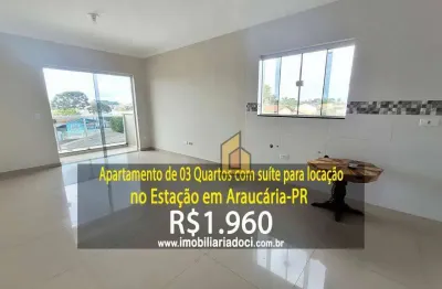 Apartamento de 03 quartos com suíte no estação em araucária-pr  - locação por r$1.960,00