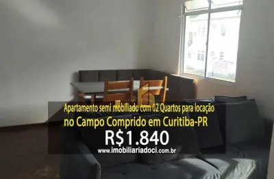 Apartamento semi mobiliado com 02 quartos no campo comprido em curitiba-pr  - locação por r$1.840,00