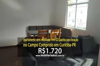 Apartamento semi mobiliado com 02 quartos no campo comprido em curitiba-pr  - locação por r$1.720,00