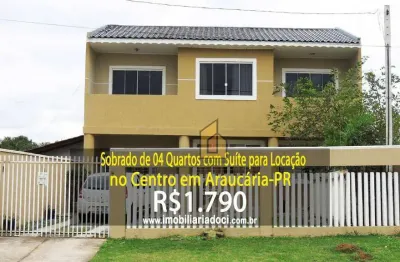 Sobrado de 04 quartos com suíte no centro em araucária-pr  - locação por r$1.790,00