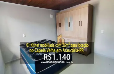 Kitnet mobiliada no capela velha em araucária-pr  - locação por r$1.140,00