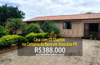 Casa com 03 quartos no campina da barra em araucária-pr  - a venda por r$388.000,00