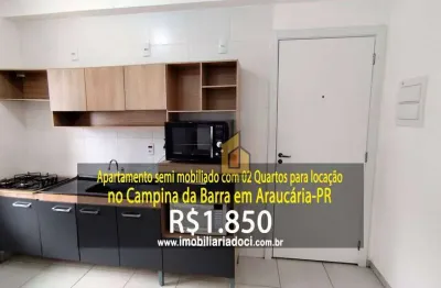 Apartamento semi mobiliado com 02 Quartos no Campina da Barra em Araucária-PR  - Locação por R$1.850,00  - Condomínio e água incluso no valor da locaç