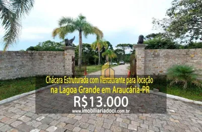 Chácara Estruturada com Restaurante na Lagoa Grande em Araucária-PR  - Locação por R$13.000,00