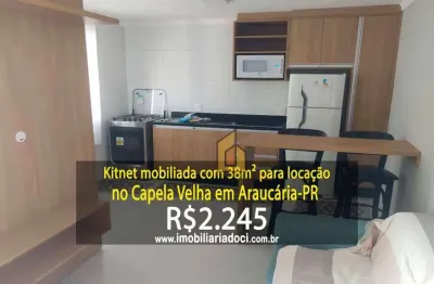 Kitnet mobiliada com 38m² no Capela Velha em Araucária-PR  - Locação por R$2.245,00