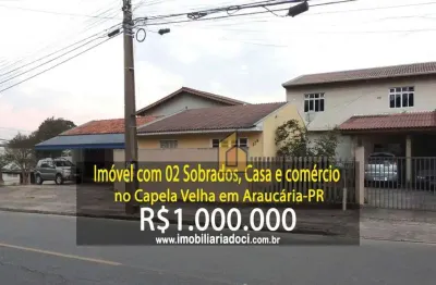 Imóvel com 02 sobrados, 01 casa e 01 comércio no bairro capela velha em araucária-pr  - a venda por r$1.000.000,00