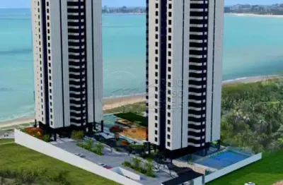 Apartamento 4 suítes com varanda gourmet à beira-mar no cond. ville de france