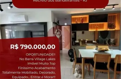 Apartamento à venda, no barra village lakes,  em rio de janeiro, recreio dos bandeirantes, com 2 quartos, 74m²