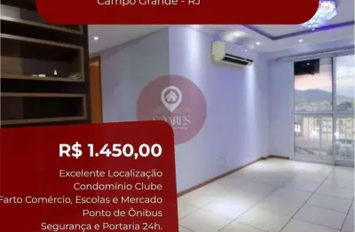 Apartamento para alugar, no condomínio atlantis park,  em rio de janeiro, campo grande, com 2 quartos, 60m²