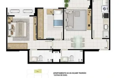 Apartamento com 2 quartos à venda na avenida a, 00, terra nova, cuiabá, 59 m2 por r$ 490.000
